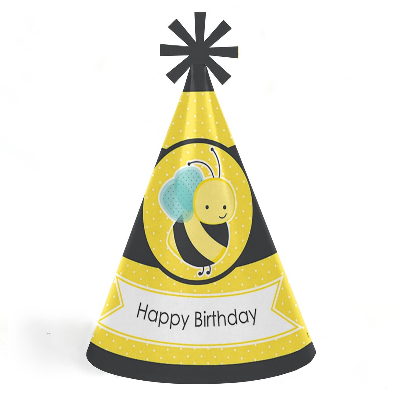 Big Dot of Happiness Honey Bee - Cone Happy Birthday Party Hats for Kids and Adults - Set of 8 (Standard Size)